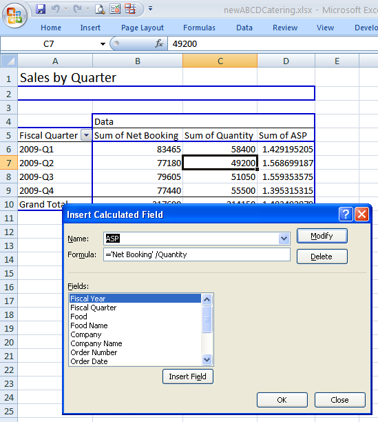 Insert Calculated Field